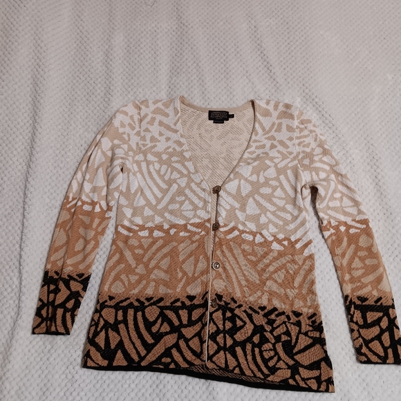 Pendleton Grandma Sweater Womens M‎ Beige Geometric Linen Blend Neutral  Western - Picture 1 of 14